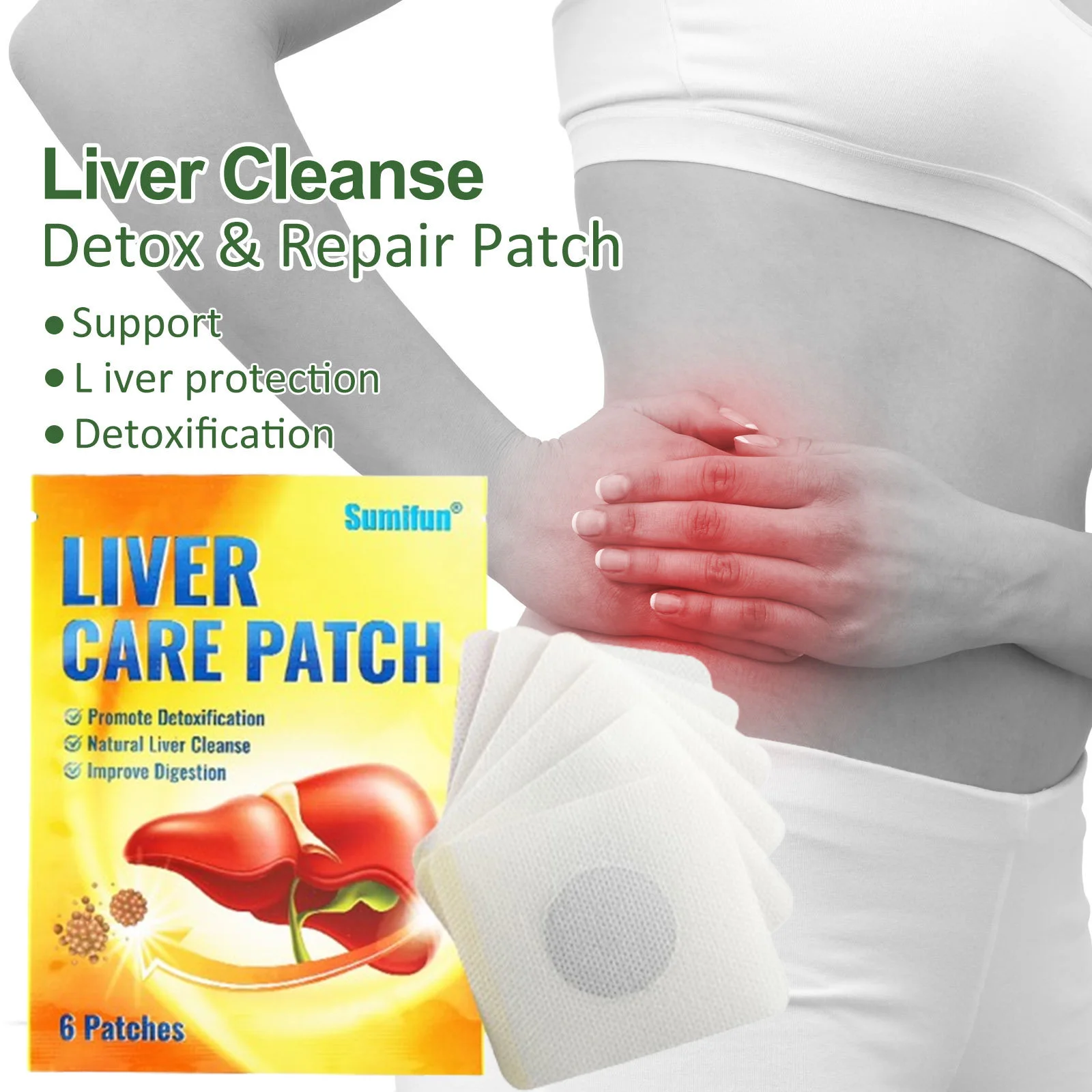 6pcs Liver Cleanse Detox Repair Patches Relief Stress Protecting Organs Improves Digestive Discomfort Patches Body Care Stickers