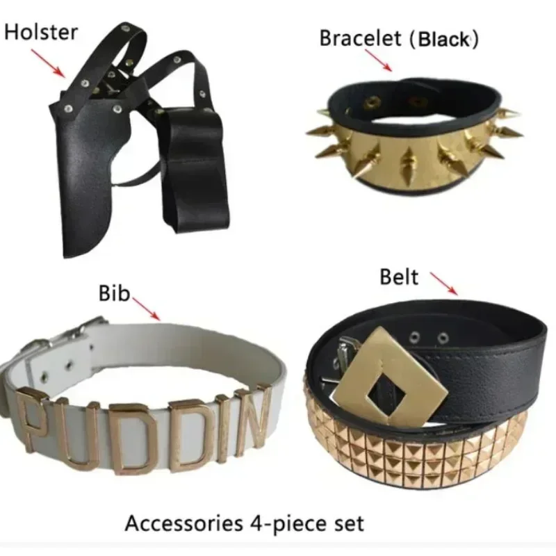 كرنفال أطفال بنات الانتحار هارلي تأثيري ازياء فرقة كوين الوحش جوكر سترة البدلة ملصقات الوشم السراويل مجموعة