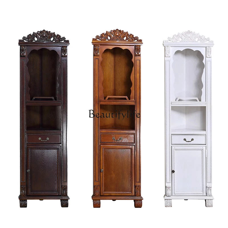 

American solid wood Buddhist niche European vertical Buddhist cabinet household with door table