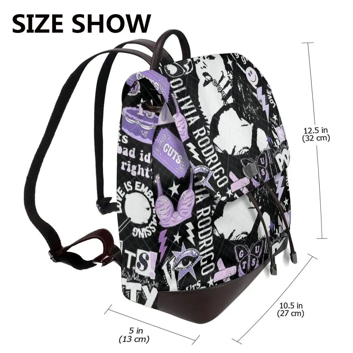 حقيبة ظهر ملصق أوليفيا رودريجو للنساء، محفظة من الجلد الصناعي، حقيبة كتف كاجوال للسيدات