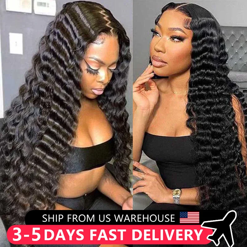 Deep Wave Lace Wigs 13x4 13x6 Transparent Deep Curly Lace Front Human Hair Wigs 200% Density For Black Women Cheap Wig On Sale