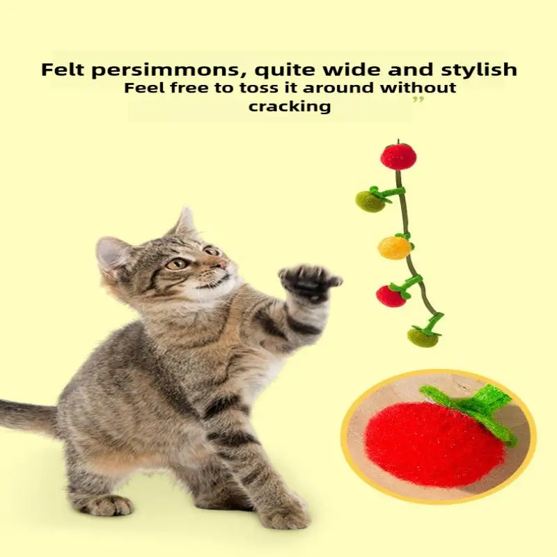 

Catnip Cat Toy with Bell Interactive Kitten Toys for Indoor Cats Plush Tomato Chew Ball & Rope for Teaser Training and Fun Play