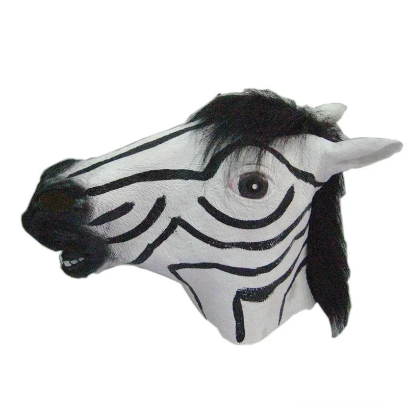 Cosplay Headgear Halloween Dance Party Character Dress Up Props Environmentally Friendly Latex Animal Headgear Zebra-shaped Mask