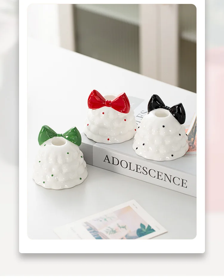 لطيف شجرة عيد الميلاد القوس شمعة حامل السيراميك كعكة تنورة الشمعدان جو يده هدية الروائح زينة زخرفية