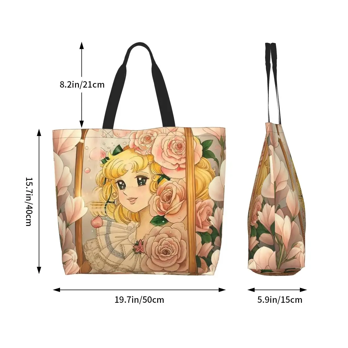 Candy Candy Anime Manga Shopping Tote Bag Canvas Large Capacity Shoulder Bags Shopper Grocery Handbag for Women