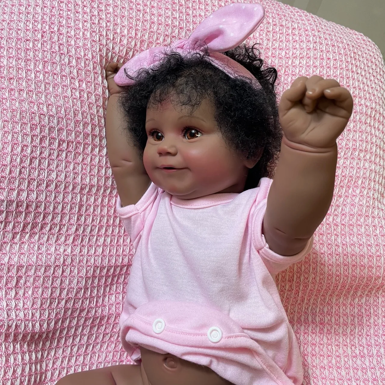 50 سنتيمتر كامل سيليكون الفينيل مادي دمية أمريكية أفريقية الجلد الداكن تولد من جديد دمية طفل مع الشعر الجذور اليدوية لعبة هدية دمية #3