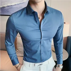 2024 New No Trace Slim Fit Shirts For Men High Quality Long Sleeve Slim Fit Casual Business Shirts Formal Social Party Dress