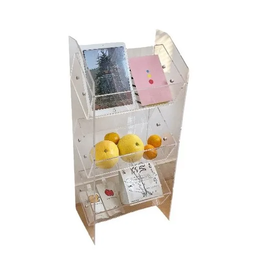 

Acrylic edge shelf transparent Internet celebrity kitchen retail diagonal storage shelf bookshelf flower