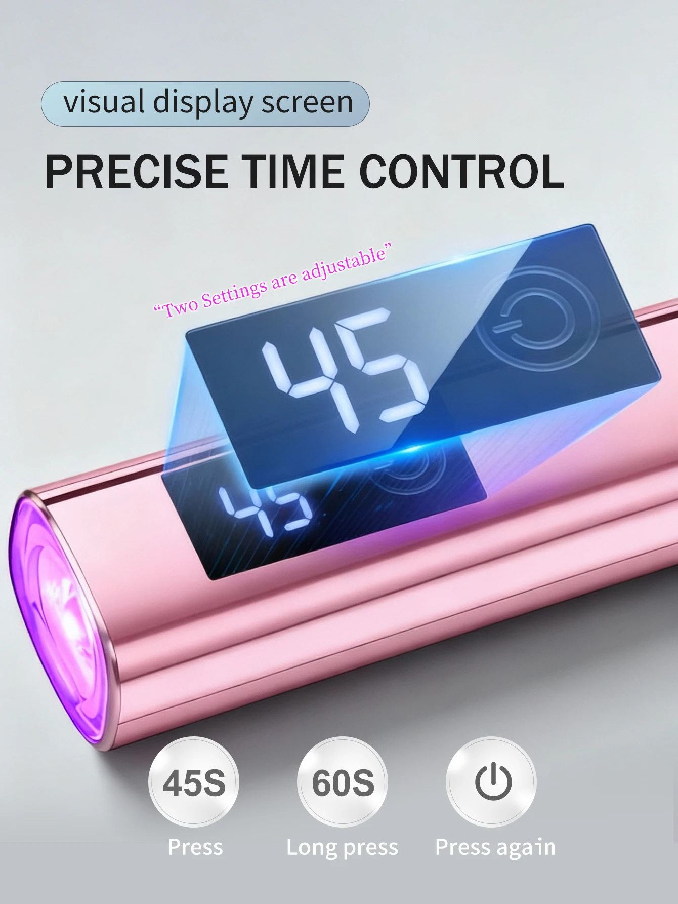 เครื่องอบเล็บเจลแบบพกพาขนาดเล็ก 1 ชิ้น พร้อมหน้าจอแสดงผลในตัว ใช้กับเล็บเจล, ไฟเล็บขนาดเล็ก, โคมไฟเล็บ LED แบบพกพา