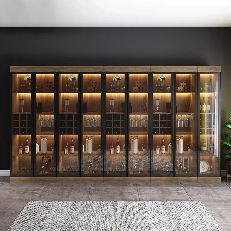 

Home Furniture Wine Bar Cabinet Wine Rack Modern Glass Display Cabinet Furniture Solid Wood Wine Cabinet Display wine cabinet