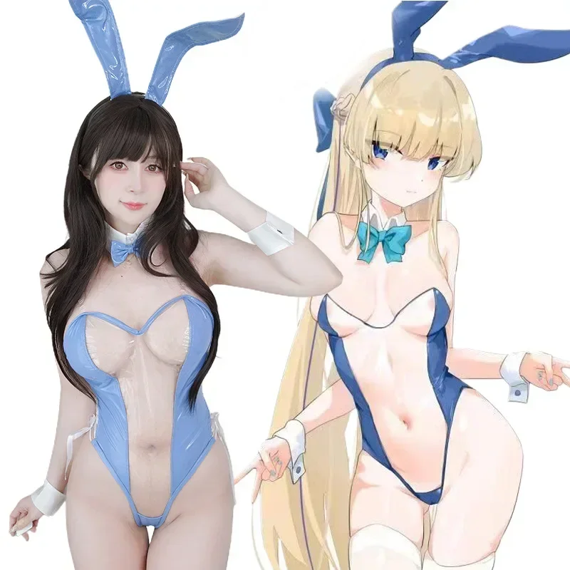 Bunny Cosplay Nikke Cosplay Costume Cute Mary Transparent Bunny Girl Medical Rabbit Jumpsuit Rabbit Ears For Women Home Party