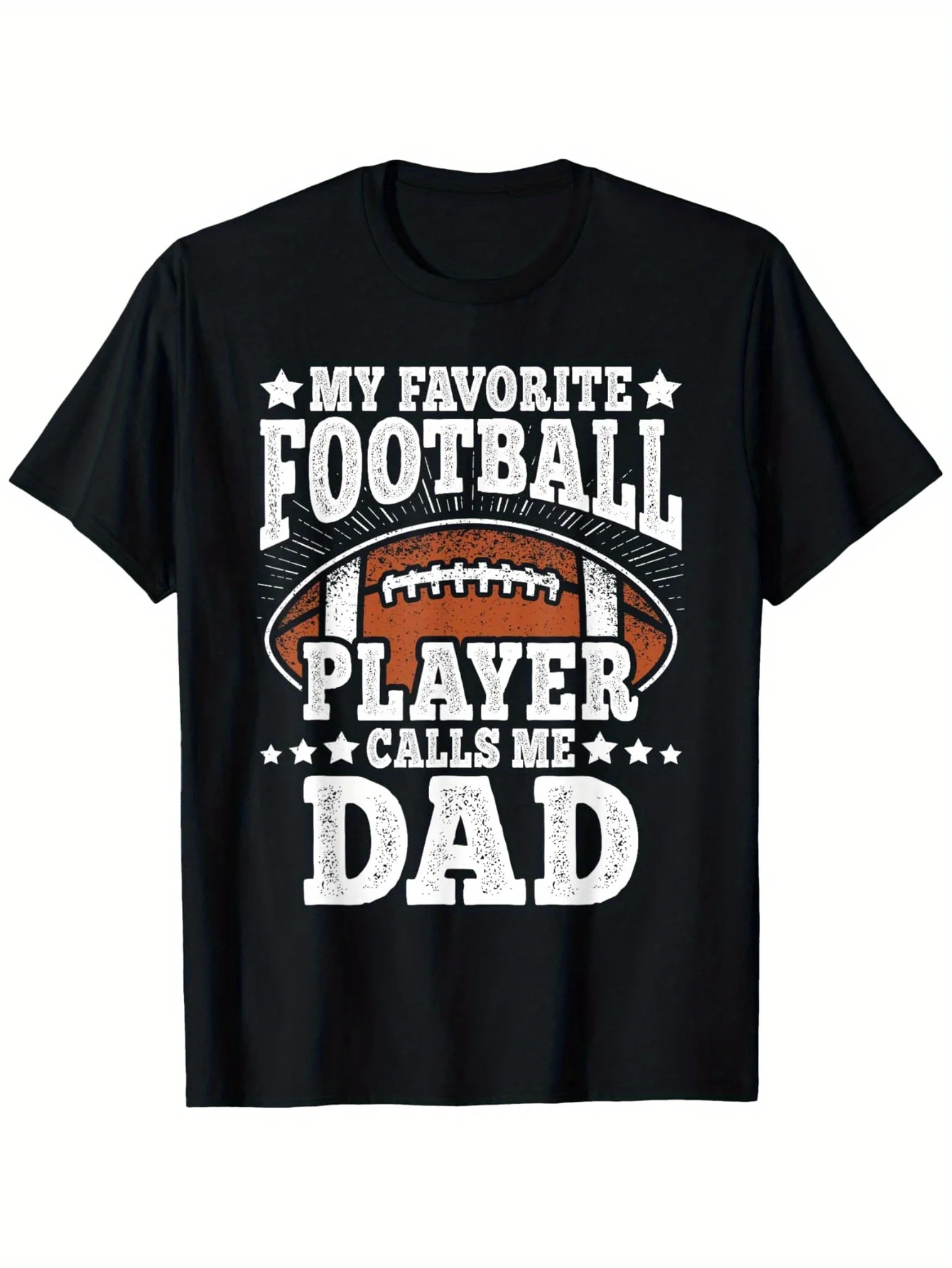 

My favorite football player gave me a T-shirt，an "old football" design, with my dad's image and the jersey number printed on it.