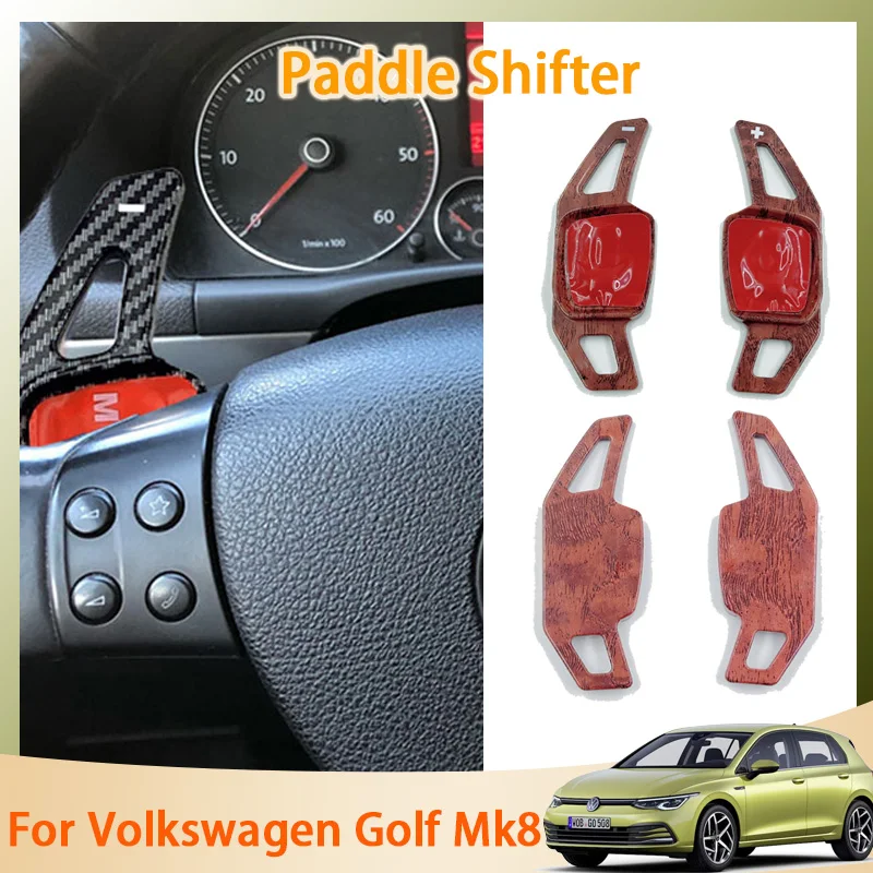 Wood Grain for Volkswagen VW Golf Mk8 VIII 2020~2023 2022 Car Steering Wheel Gear Shift Shifter Extension Paddle Shifter 2 Pcs