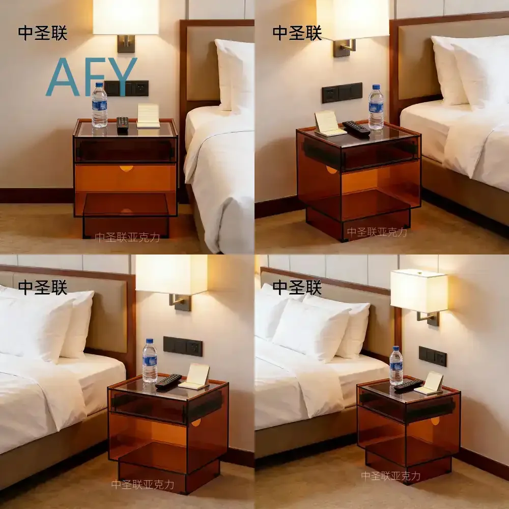 Acrylic Bedside Table for Modern Bedroom Decor Minimalist Wabi Sabi Style Storage Cabinet Quiet Drawer Narrow Nightstand for