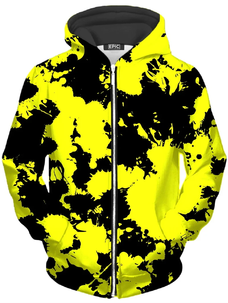 Kolorowa bluza z kapturem z grafiką Tie-dye Mężczyźni Pop Bluzy z nadrukiem 3D Męski płaszcz codzienny Y2K Plus Size Płaszcz sportowy z zamkiem błyskawicznym — zdjęcie 6