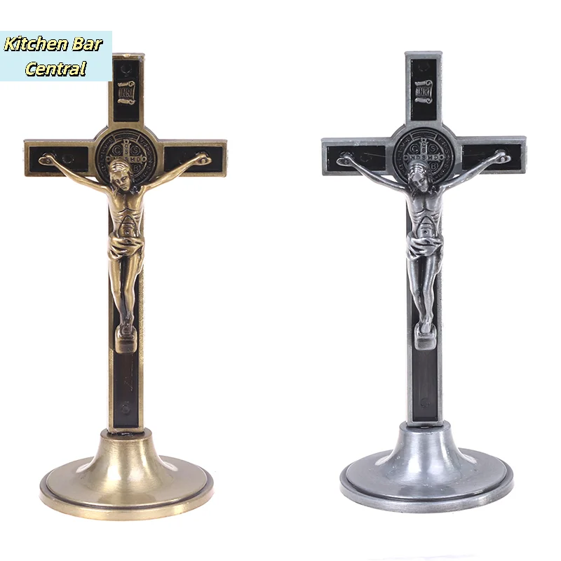【1 pieza de reliquia de iglesia, crucifijo de pared con Jesús sobre la cruz, decoración antigua para el hogar o la capilla】