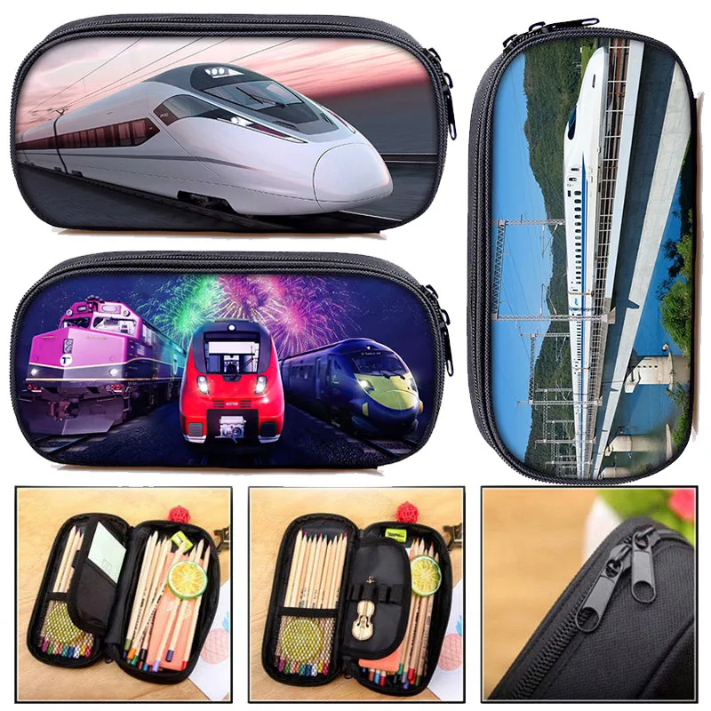 

Train High Speed Rail Print Cosmetic Case Women Casual Pencil Bags For Teenagers Pencil Box Student School Case Supplies Gift