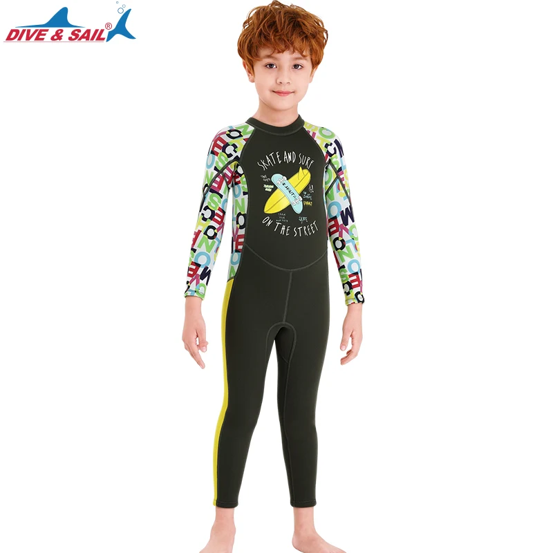 Wetsuit Kids 2.5mm, Neoprene Boys Girls Wet Suit Keep Warm Full Body Front/Back Zip Surfing Suit Water Sports Thermal Swimsuit