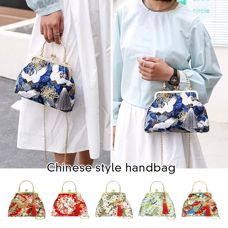 Torebki w stylu chińskim z łańcuchem damskie torebki Crossbody na ramię Vintage na jedno ramię w stylu antycznym z torbą Cheongsam
