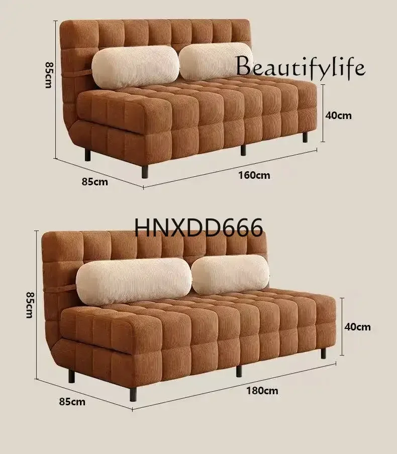 

corduroy retractable multifunctional sofa муравьи Cream wind sofa bed dual-purpose small apartment