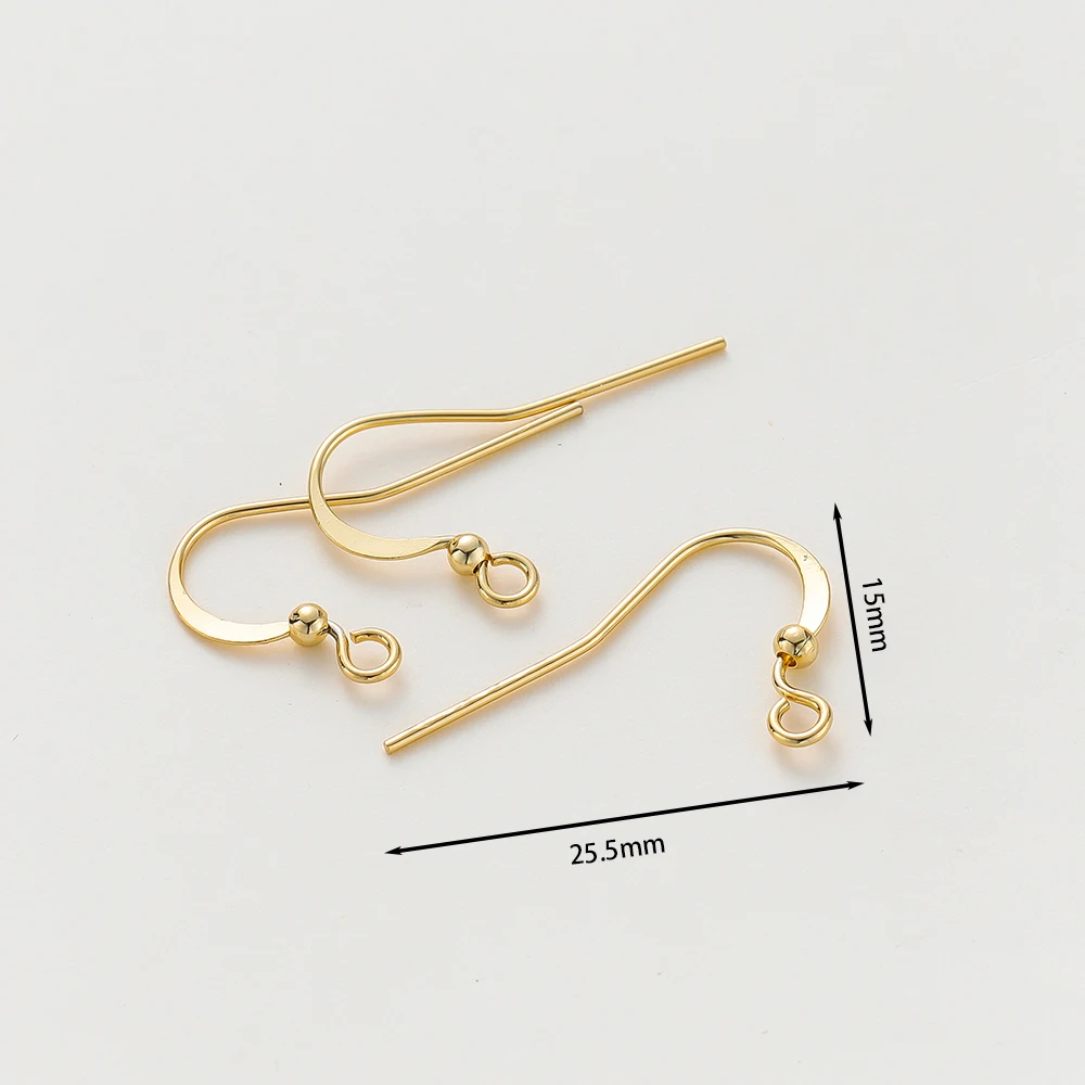 20pcs/lot 14K/18K Gold Plated Brass Earring Hook Clasps Pendant Charms Ear Wire Fitting DIY Jewellery Making Accessories