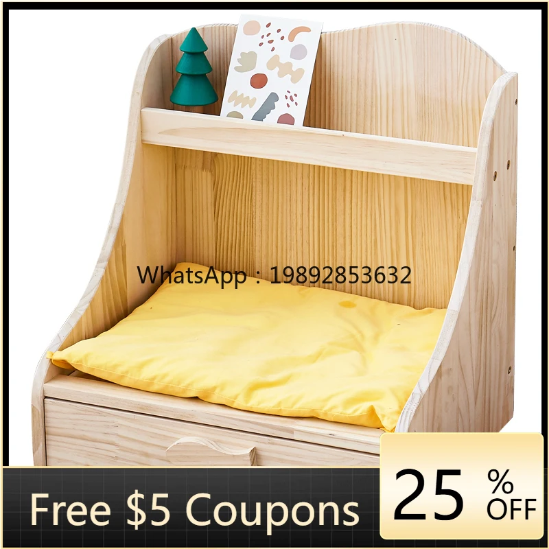 

ZZ Wyj Solid Wood Cat Nest Pet Bed Cat Bunny Four Seasons Universal Ground Clearance Felt Cat Bed