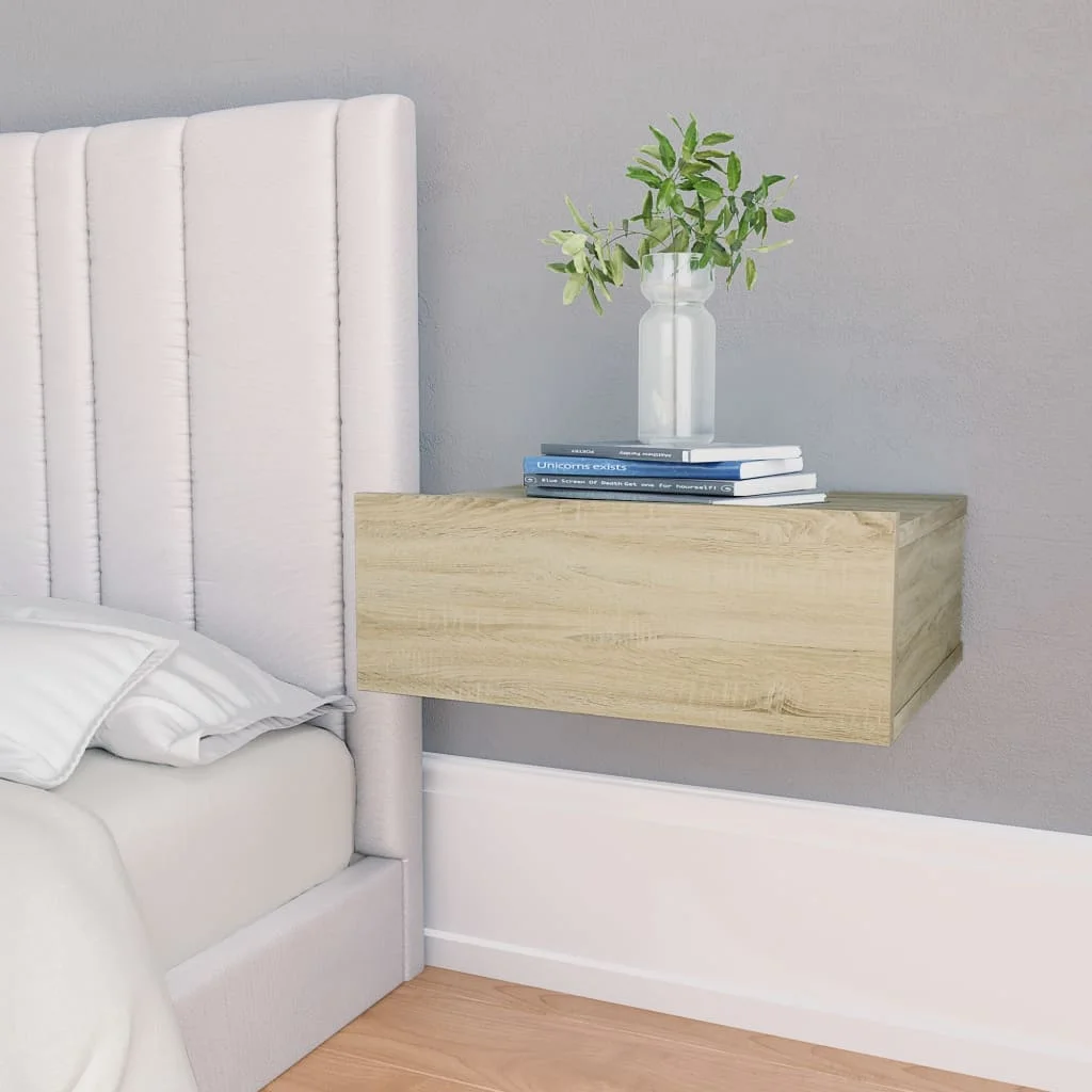 Floating bedside Tables 2 pcs sonoma Oak 40x30x15cm