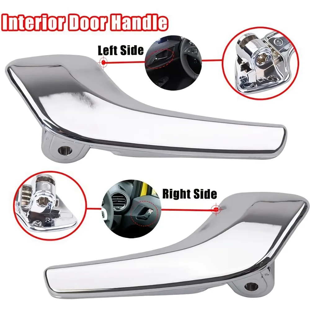 Pair of Left and Right Car Interior Door Handles for Opel Corsa 2006-2014 - Glossy Black Replacement Handles with Metallic Clasp