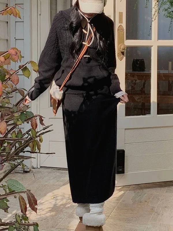 

Chic Vintage Chic Sweater Set Women's Autumn Winter New Design Sensation Faionable Matching Button up Knitwear Ensemble