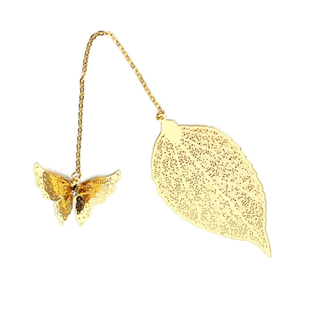 

Golden Leaf Bookmarks Metal Kids Stationery Gift Creative Markers Practical Unique Shape School Office Supplies Student