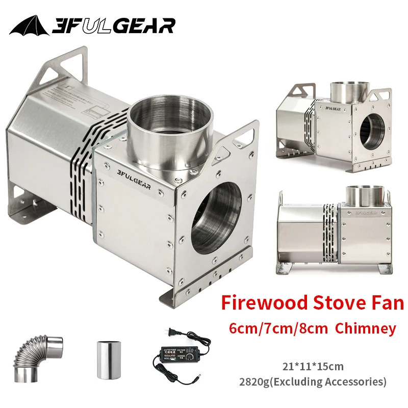 3F UL GEAR Firewood Stove Flue Pipe Fireplace Fan for Chimney Furnace Burner Induced Draft Fan Heating Exhaust Smoke Machine