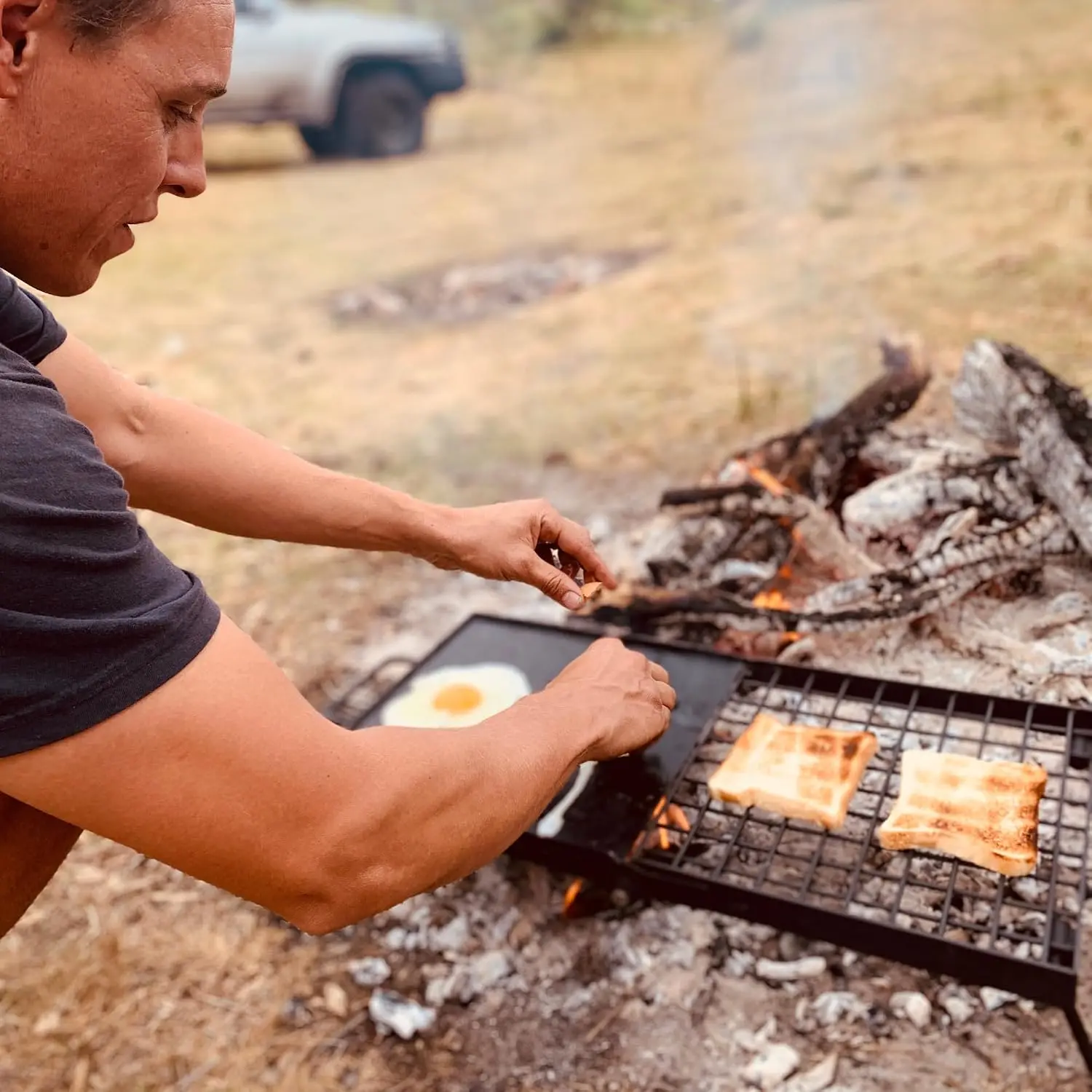 Portable Folding Campfire Grill, 24-Inch Heavy-Duty Grill Grate, Food-Safe Cooking Surface, Compact Design for Camping and Outdoor Use