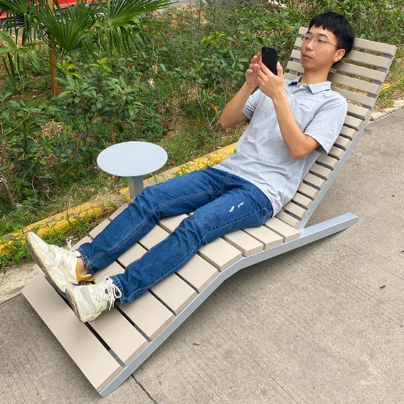Outdoor swimming pool Beach chair Outdoor seaside bed and breakfast Stainless steel deck chair Courtyard leisure bed Waterproof