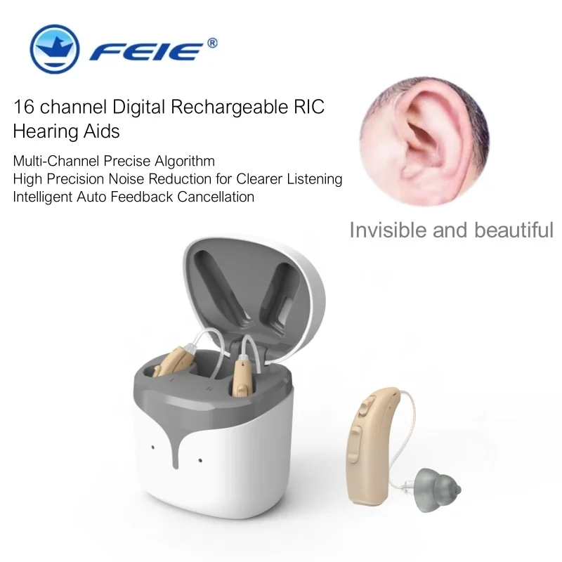 Best 16 channel Rechargeable Hearing Aid Mini Digital Sound Amplifier Wireless Ear Aids for Elderly Deafness to Severe hear Loss