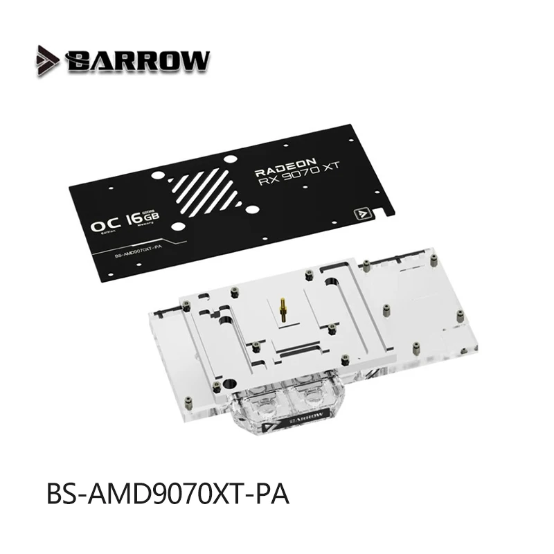 Barrow GPU Water Block for ASRock Radeon RX 9070 XT Taichi OC Video Card / Thickened Copper Plate Water Cooling BS-AMD9070XT-PA
