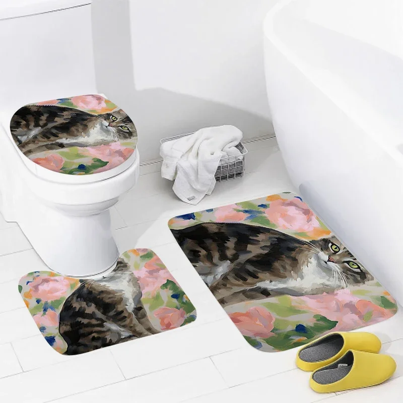 Floor Mats for Home Bathroom, Estilo animal, Tapete de banho, Acessórios modernos, Tapete Anime, Tapete de vaso sanitário, Tapete antiderrapante para banheira, aaaa