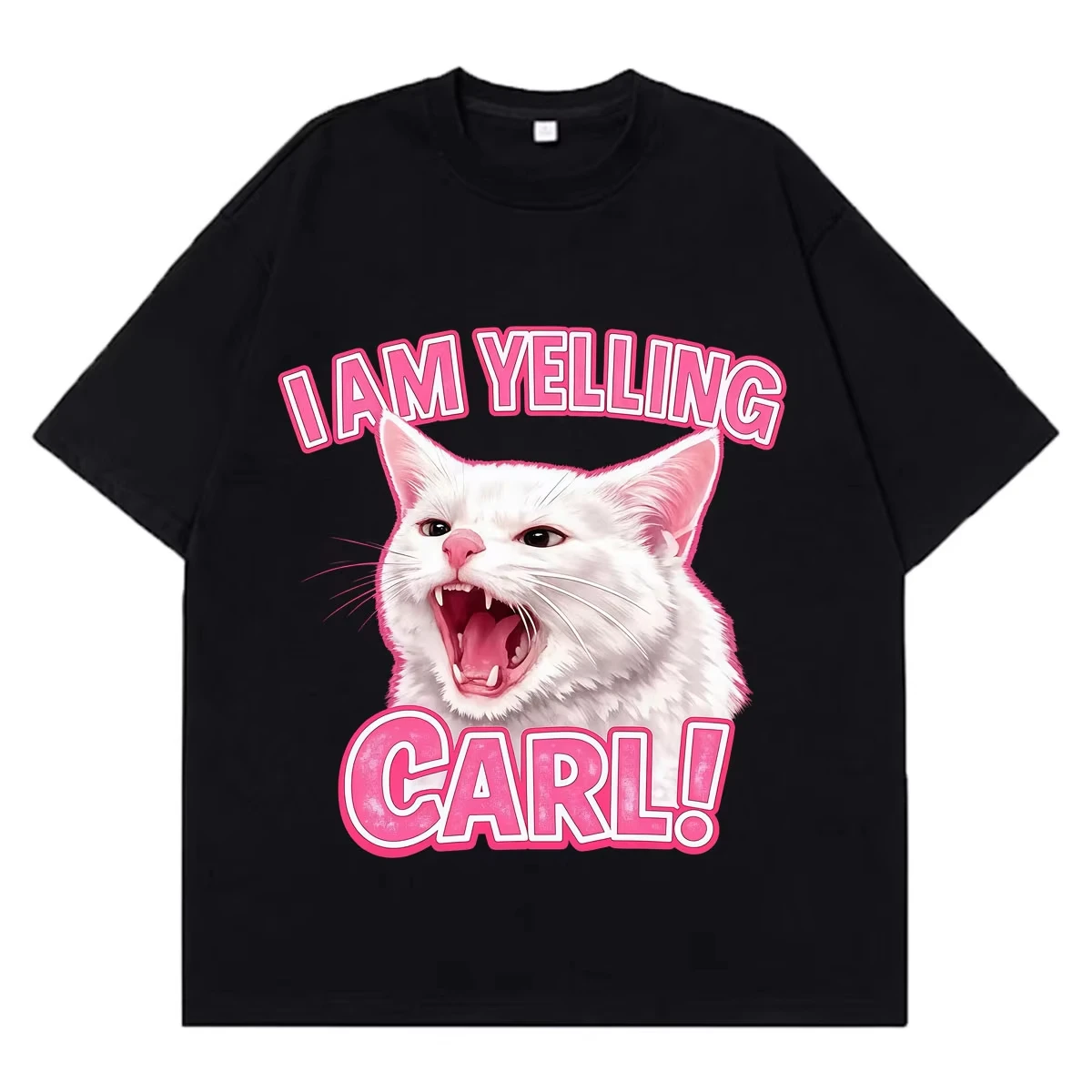 Funny Yelling Cat Meme T Shirt  Wome Fashion T Shirt Short-sleeved Loose Casual Aesthetic Trend T-shirts Streetwear
