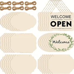 12Pcs Unfinished Wood Boards,6 Shapes of Blank Wood Signs Wood Plaques with Hanging Ropes for Wood Burning DIY Crafts
