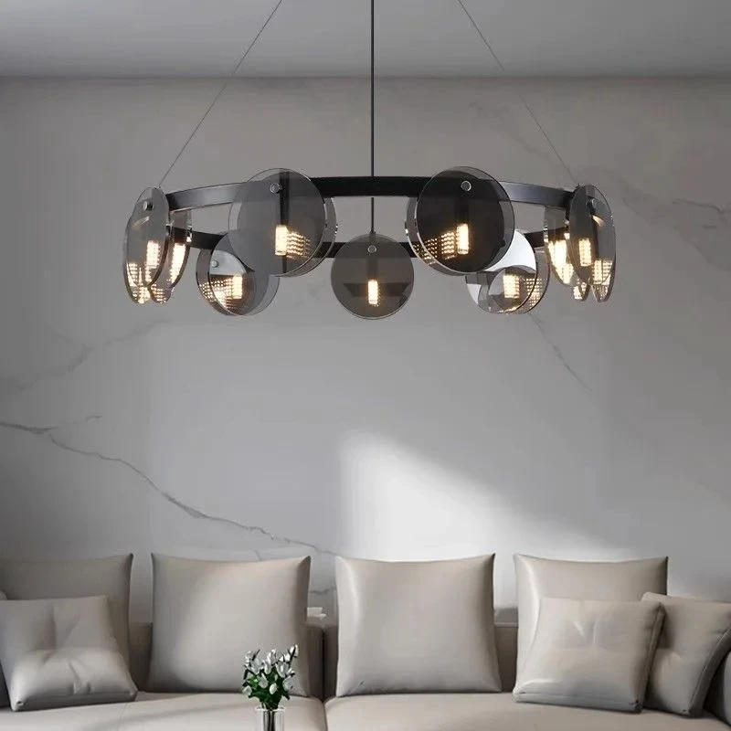 

Modern and stylish high-end pendant light, indoor lighting circular black glass pendant light YX896TB