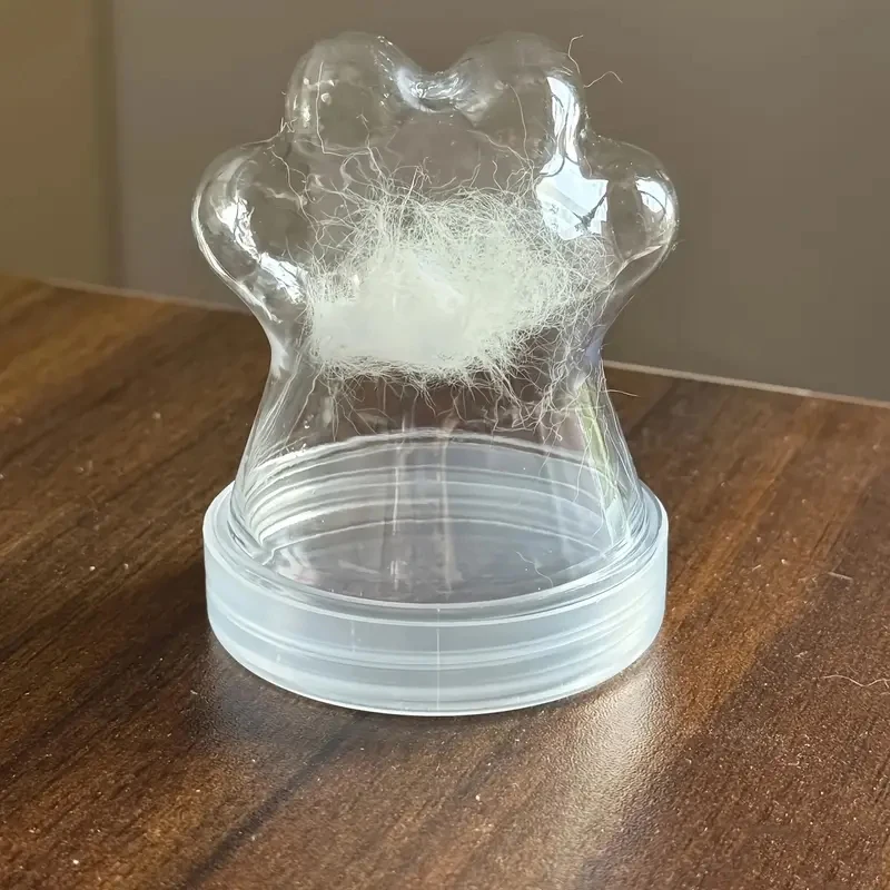 투명한 애완동물 털 보관병, 고양이 털 보관 용기, 귀여운 고양이 발 모양 사탕 용기, 다용도 애완동물 추모 선물