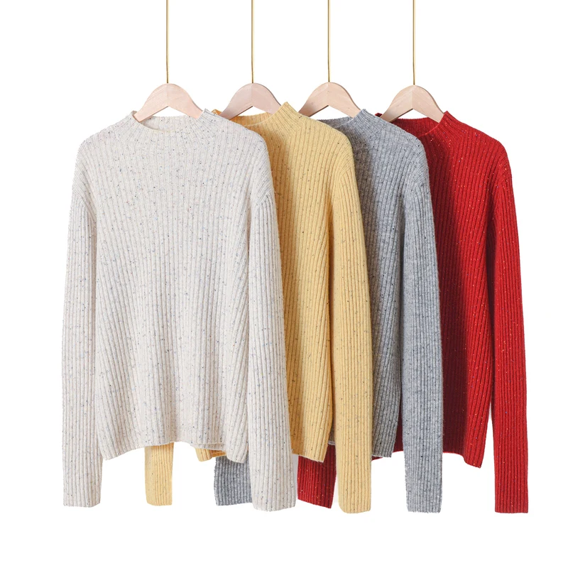 

Fashion Mock Neck Sweater Women 2025 Autumn Winter 100% Dot Yarn Wool Pullover Casual Knitted First Line Ready to Wear Clothing