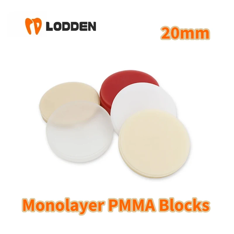 LODDEN 3pcs Monolayer PMMA Blocks 98*20mm Dental Lab Materials Resin Disc for CAM/CAD Open System VITA16 Pink Clear Colors