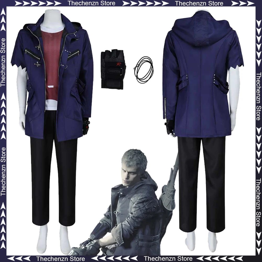 

Fancy Dress Nero Cosplay For Men Windbreaker Clothing Anime Game DMC 5 Costume Halloween Adult Man Roleplay Party Outfits