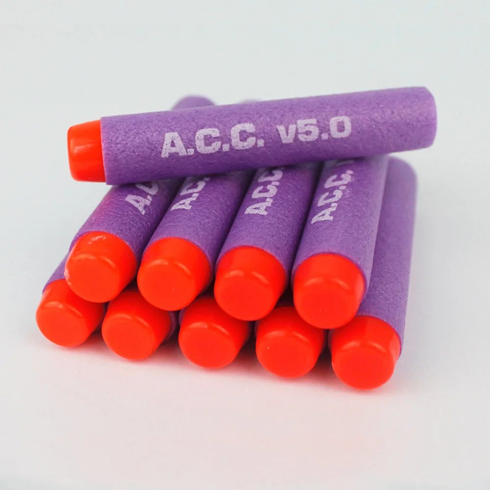 ACC V5.0 Zachte Kogels EVA Speelgoedpistool Munitie Langere Bereik Rechtere-Traject Ronde Kop Paars Schuim Kogel QJ114