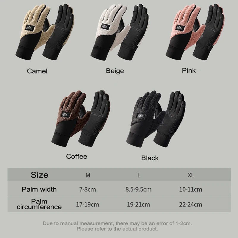 Men Winter Warm Fleece Thermal Motorcycle Thermal Warm Gloves Polar Teddy Velvet Mittens For Men Women Snow Sports Gloves Back