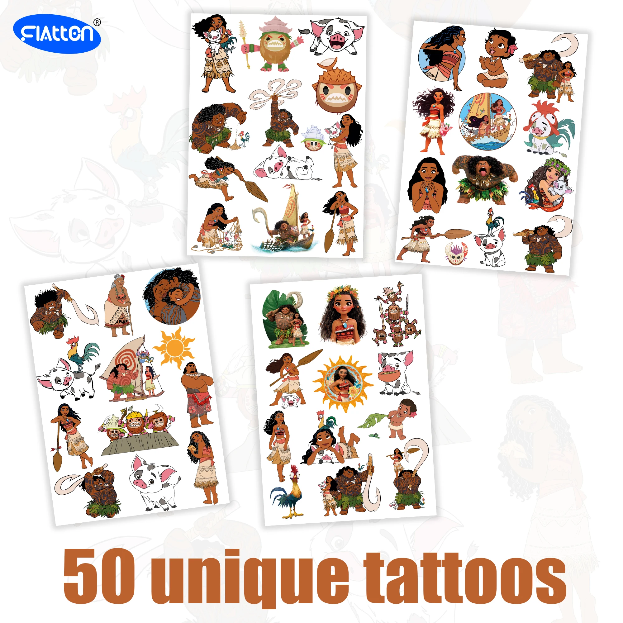 New Disney Cartoon Anime Moana Tattoo Stickers Children's Temporary Tattoos Body Art Cosplay Party Toys for Kids Gifts Party