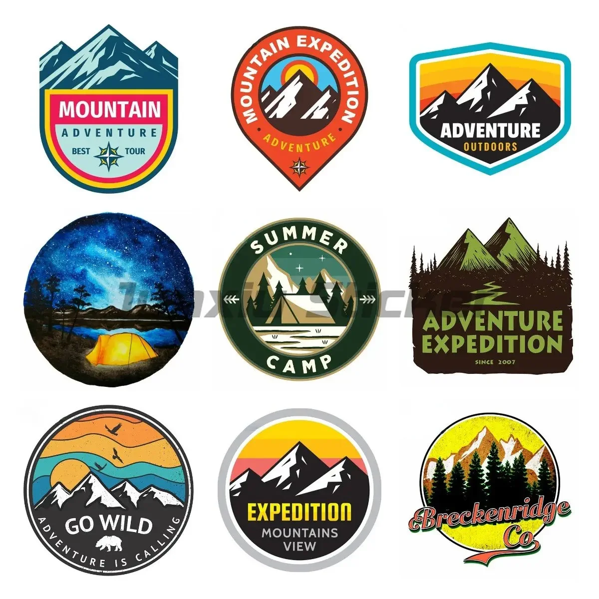 

Camping Mountain Adventure Logo Fine Car Stickers DIY Occlusion Scratch Waterproof 3D Funny Decal