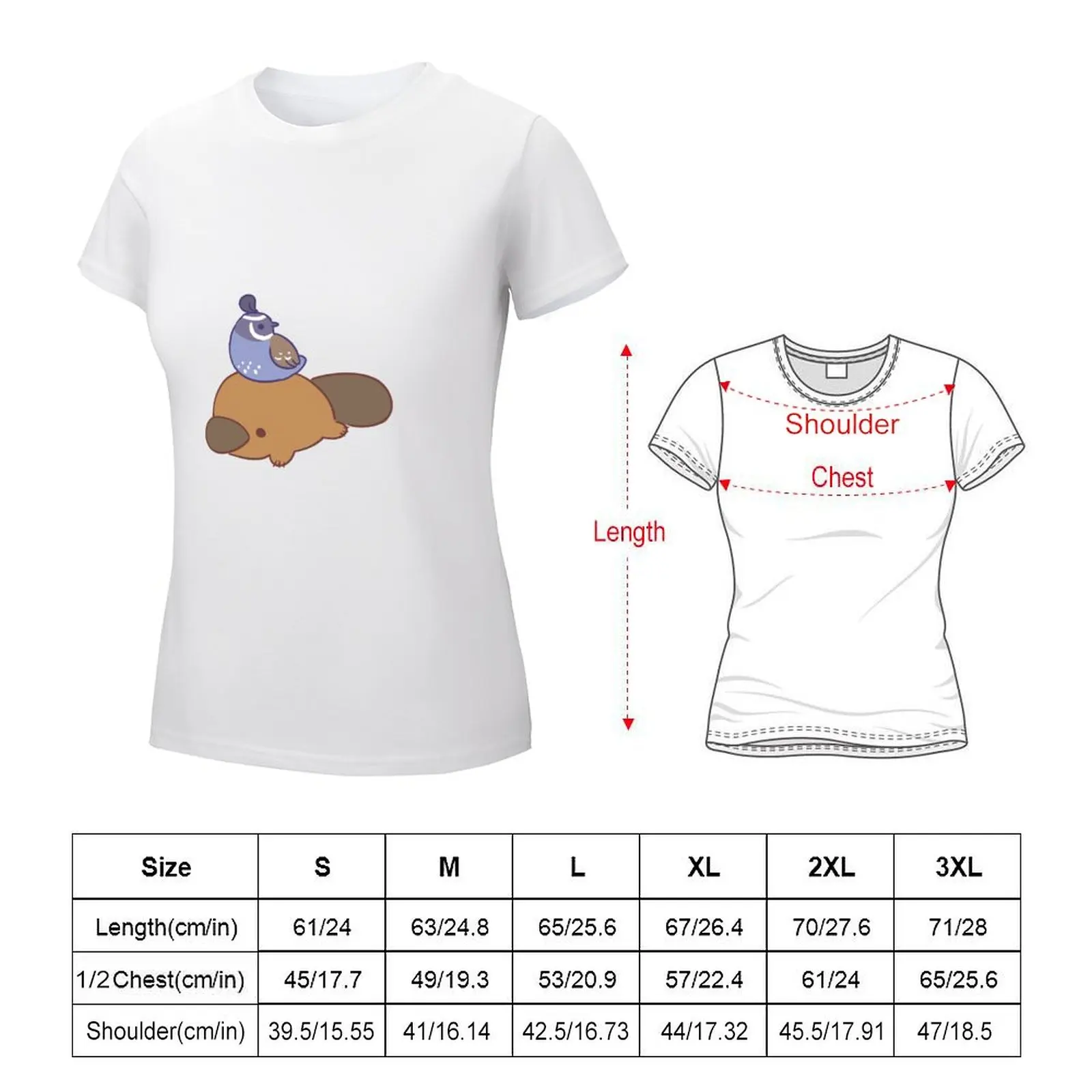 platypus quail T-shirt shirts graphic tees Aesthetic clothing plus size tops black t-shirts for Women