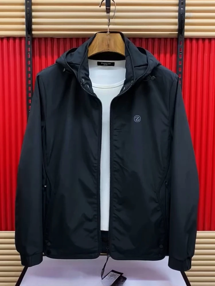 

New Men's Spring Autumn Hooded Jaet Comfortable Faionable Versatile Trendy High-End Feeling Haome Zipper Closure Long ...