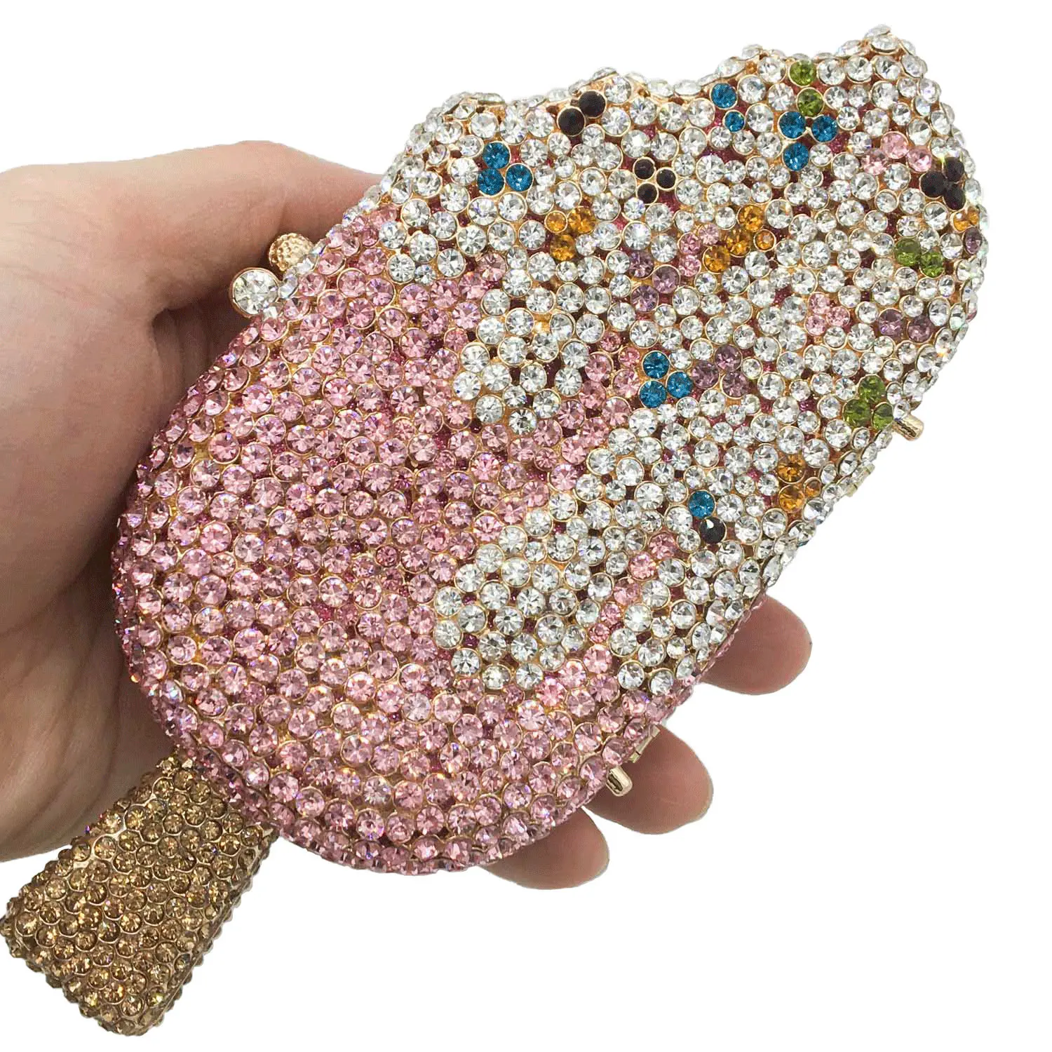 

17x7.5CM Clutch Bag Ice Cream shaped For Dinner Party Bag Rhinestones Women G8334